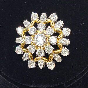 Camrose & Kross Vintage "Audrey Hepburn" Gold Crystal Floral Pin Brooch